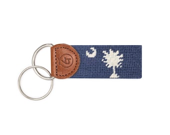Hand-Stitched Needlepoint Key Fob – South Carolina Palmetto Design