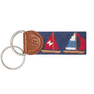 Sailboat Key Chain / Sailor Gift / Needlepoint Key Fobs / Needlepoint KeyFob / Custom Key Chain / Gifts for Sailors / Custom Needlepoint