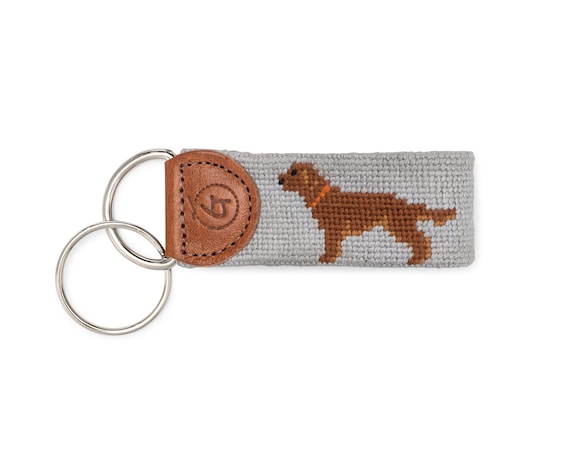 Chocolate Lab Gift / Custom Key Fob / Gifts for Dog Lovers / Brown Lab Key Chain / Needlepoint Key Chain / Custom KeyChain