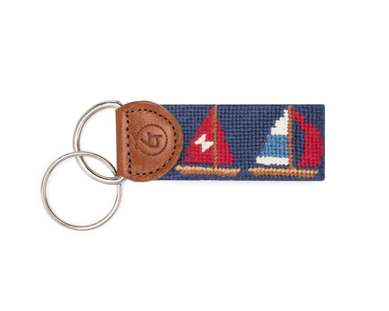 Needlepoint Keychain / Multi-colored Stripes Key Chain / | Etsy