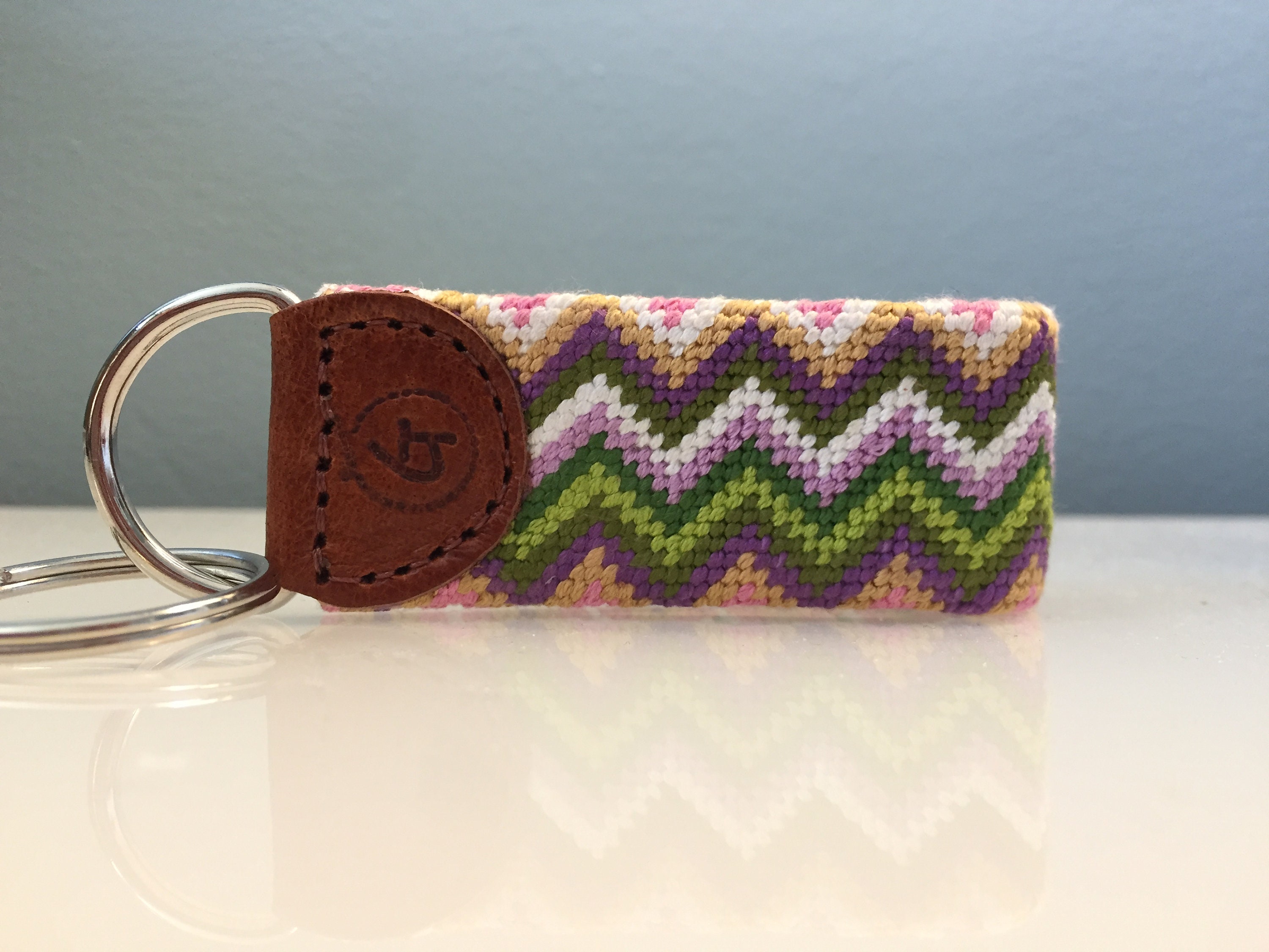 Needlepoint KeyChain / Needlepoint Key Fob / Hand-stitched Fob | Etsy