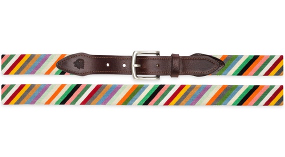 Tribal Boho Needlepoint Belt Size 34 SMATHERS & BRANSON needlepoint belt 34 brown SNAKESKIN golf  main image 3