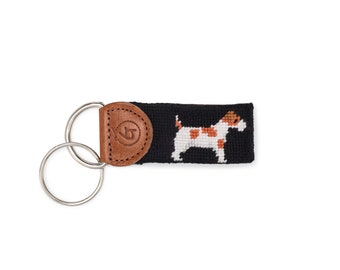 Needlepoint Jack Russell Key Fob, Hand-Stitched Dog Lover Gift