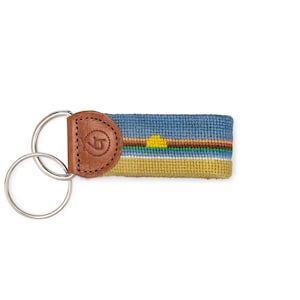 Sunset Needlepoint Key Fob / Key Chain / Gifts for Art Lovers / Summer Key Fob / Colorful Gift / Hand Stitched Gift / Needlepoint Gift