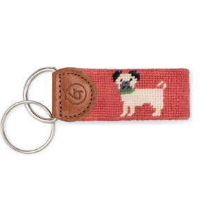 Pug Keychain / Pug lover gift / Dog keyfob / Gifts dog lovers / Pug dog / Needlepoint key chain / Handmade