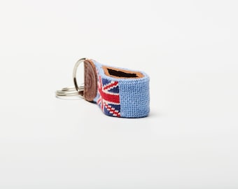 British Needlepoint keychain