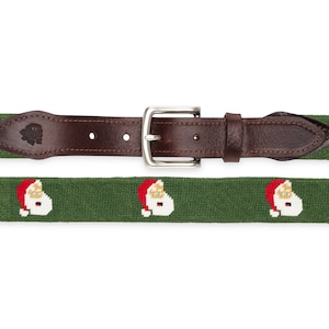 Cinturón Needlepoint de Navidad / Cinturón Jolly Santa Needlepoint / Cinturón Needlepoint navideño / Cinturones navideños / Cinturón navideño / Cinturones de Navidad / Regalos de Navidad