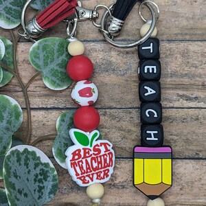 Teacher Silicone Bead Keychains