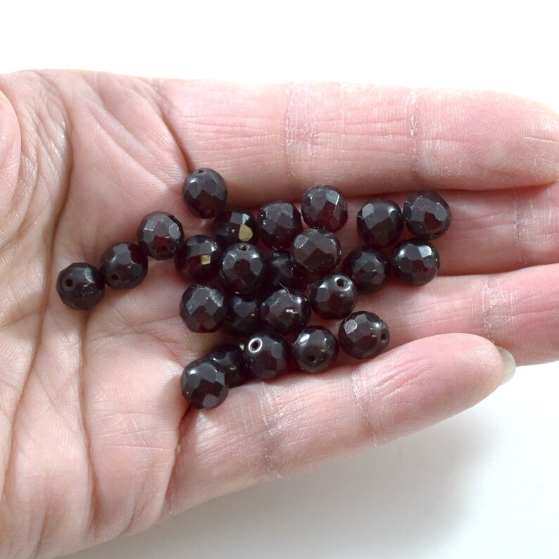 25 Garnet Red Oval Glass Beads 8mm Beads Dark Red Beads Oval Beads