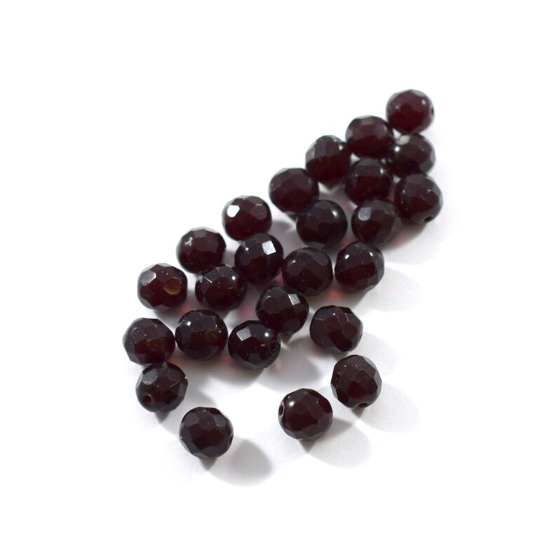 25 Garnet Red Oval Glass Beads 8mm Beads Dark Red Beads Oval Beads