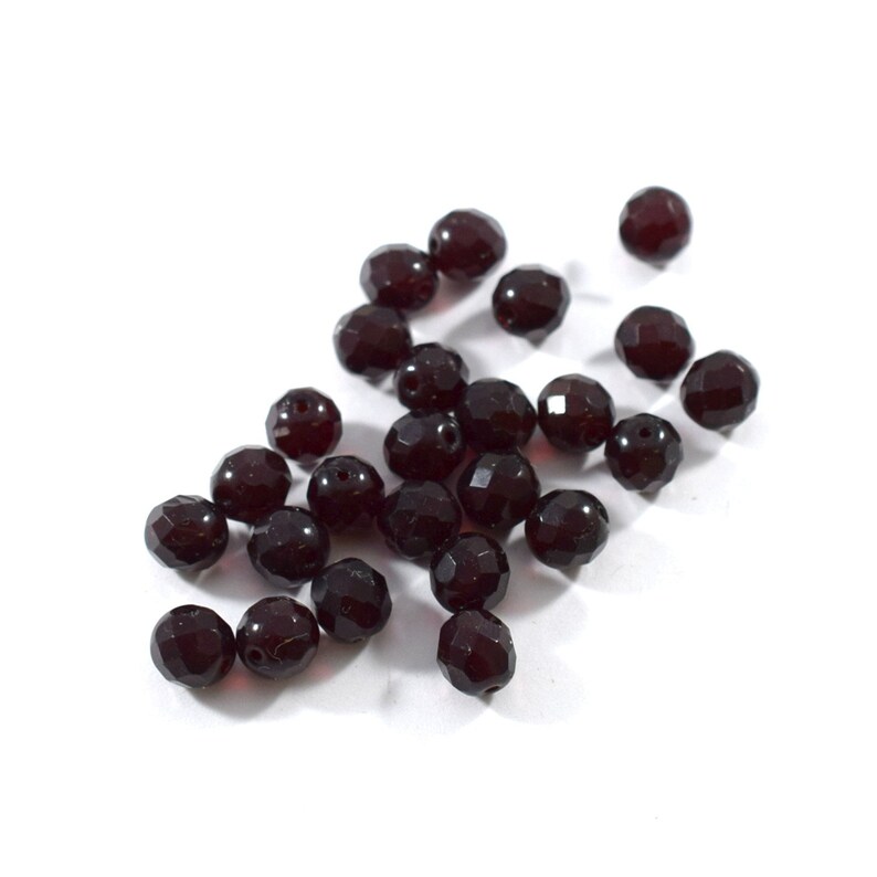 25 Garnet Red Oval Glass Beads 8mm Beads Dark Red Beads Oval Beads
