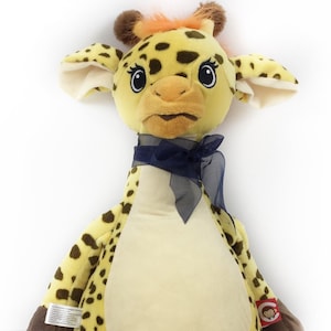 Personalized Giraffe Cubbie in Yellow and Brown with Name or Birth Stats a Keepsake Baby Gift