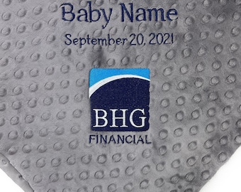 Minky Baby Blanket, Personalized Corporate Gift - BHG Logo, Personalizable Minky Baby Blanket