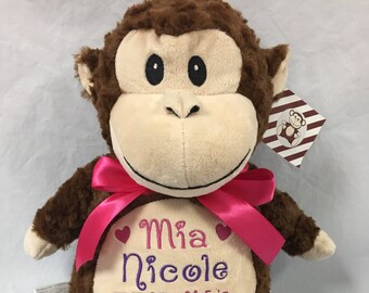 Personalized Monkey, Birth Stats, Monkey Keepsake Gift, Baby Christening Gift 1st Birthday Gift, Zoo Animal Nursery, Gift for Boys and Girls