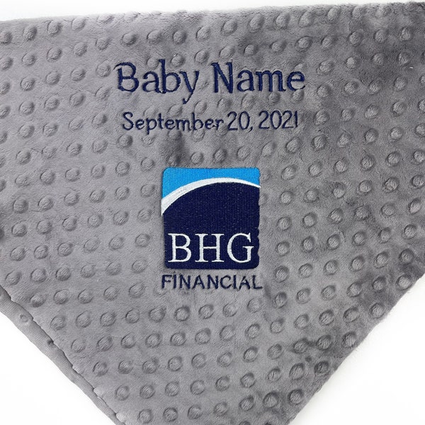 Minky Baby Blanket, Personalized Corporate Gift - BHG Logo, Personalizable Minky Baby Blanket