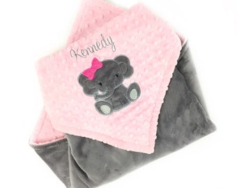 personalized baby elephant blanket