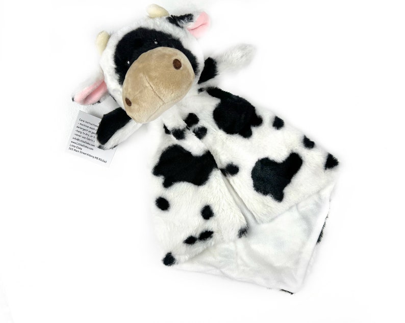 Personalized Cow Lovey, Farm Animal Lovey, Newborn Baby Gift, Personalized Baby Gift Gift, Baby Boy or Girl Lovey image 4