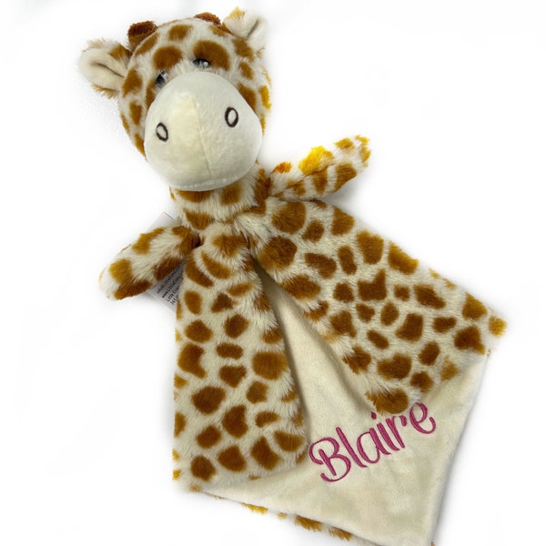 Personalized Yellow Giraffe Lovey, Animal Lovey, Newborn Baby Gift, Personalized Christmas Gift, Baby Lovey, Newborn Baby Gift, Shower Gift