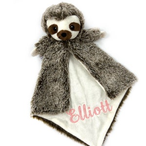 Personalized brown Sloth Lovey, Animal Lovey, Newborn Baby Gift, Personalized Christmas Gift, Baby Lovey, Newborn Baby Gift, Shower Gift