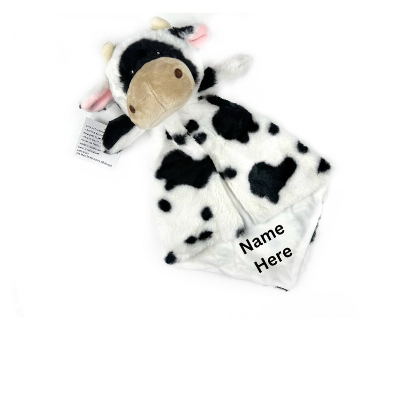 Personalized Cow Lovey, Farm Animal Lovey, Newborn Baby Gift, Personalized Baby Gift Gift, Baby Boy or Girl Lovey image 2