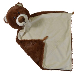 Personalized Bear Lovey, Large Bear Lovey Blanket, Brown Teddy, Newborn Gift, Personalized Christmas Gift, Baby Lovey, Gift for Baby Shower