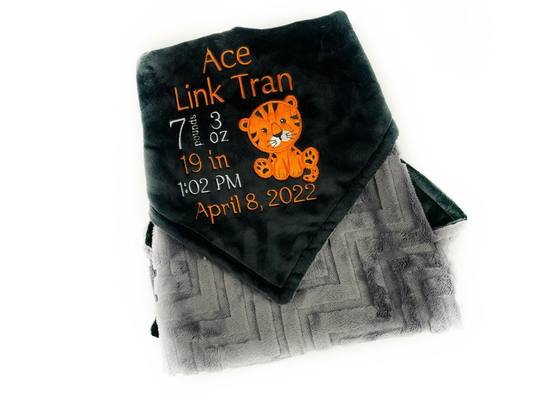 Tiger Baby Blanket in Black and Gray Minky and Personalized Etsy