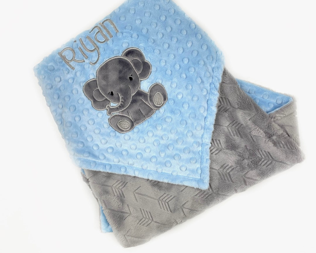 ELEPHANT LOVE BLUE& GREY BLANKET GIFT SET