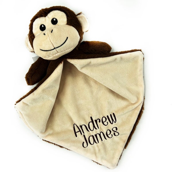 Personalized Brown Monkey Lovey, Animal Lovey, Newborn Baby Gift, Personalized Christmas Gift, Baby Lovey, Newborn Baby Gift, Shower Gift