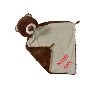 Personalized Bear Lovey, Large Bear Lovey Blanket, Animal Lovey, Newborn Baby Gift, Personalized First Birthday Gift, Baby Boy or Girl Lovey
