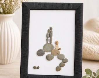 Pebble Art Family Frame, Handmade Stone Art, Minimalist Home Decor, Unique Gift for Family, Rustic Wall Art, Nature Inspired Gift