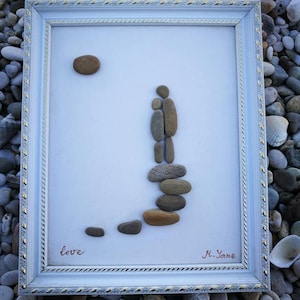 Pebble art, Pebble art picture, Handmade pebble art, Pebble art Mw Love, Birthday Gift, Anniversary, Ideal Valentine gift