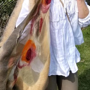 Luxurious Khaki & Beige Shawl – Merino Wool and Silk Felted Wrap, Earthy Neutral Gift for Mum, Guest or Elegant Outfit | Handmade in NZ image 11