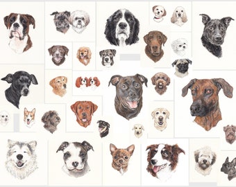 Custom Dog Portrait, Mixed Media Hand Drawn Painting, Physical Artwork, Custom Pet Art, Home Decor Ready to Frame, Gift Idea, Made to Order