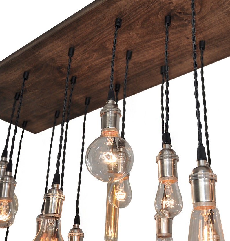 Urban Chandelier With Edison Bulb Pendants Rustic Ceiling - Etsy