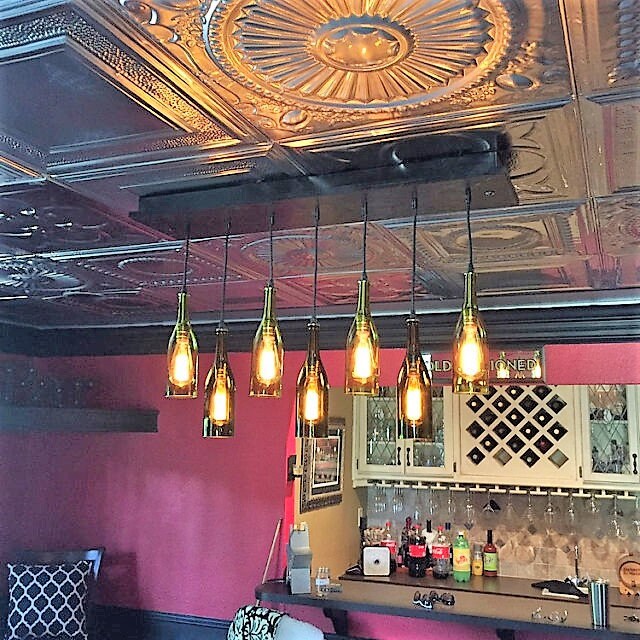 Wine Bottle Kitchen Lighting 7 Recycled Wine Bottles Rustic Etsy