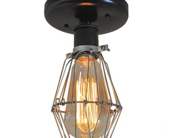 Industrial Ceiling Light - Sconce Lighting, Wire Cage Lighting, Wall Mount Lighting, Edison Bulb Lighting