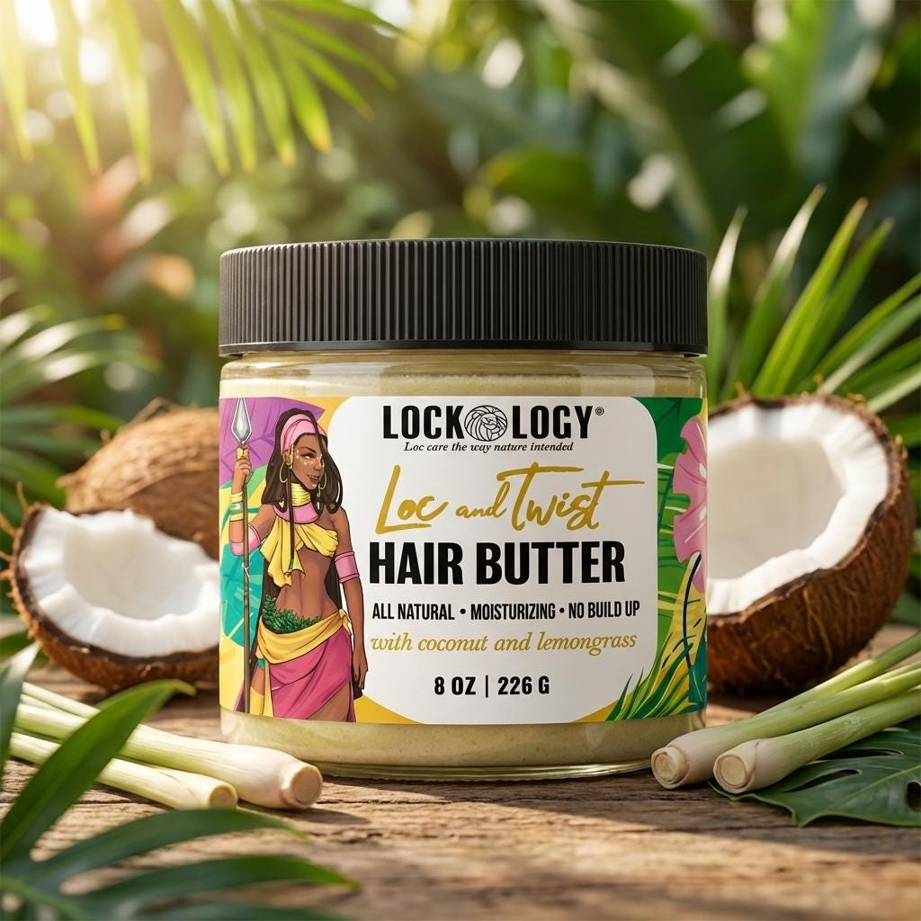 Lockology Coconut Lemongrass Loc and Twist Butter, NO Build Up Loc Retwist Butter, Moisturizing Loc Products