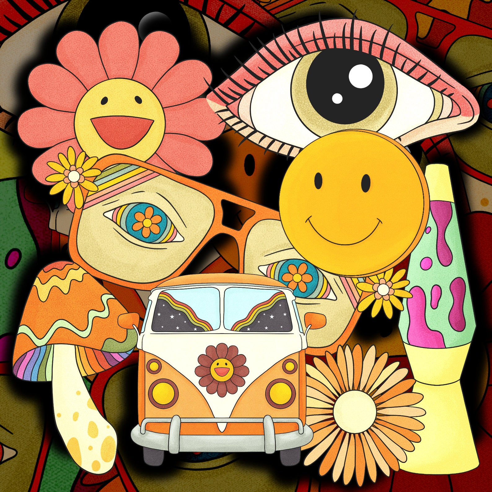 RETRO VIBES Vinyl Sticker Pack X 8 // Glossy // 70's Etsy UK