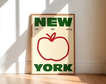 NYC Apple Art Print: New York City Home Decor (Digital Download)