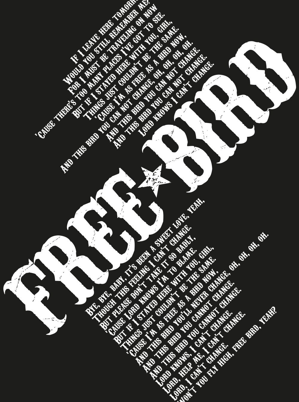 Lynyrd Skynyrd Free Bird Lyrics Poster