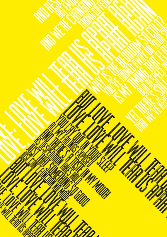 Joy Division Love Will Tear Us Apart Lyrics Print Etsy