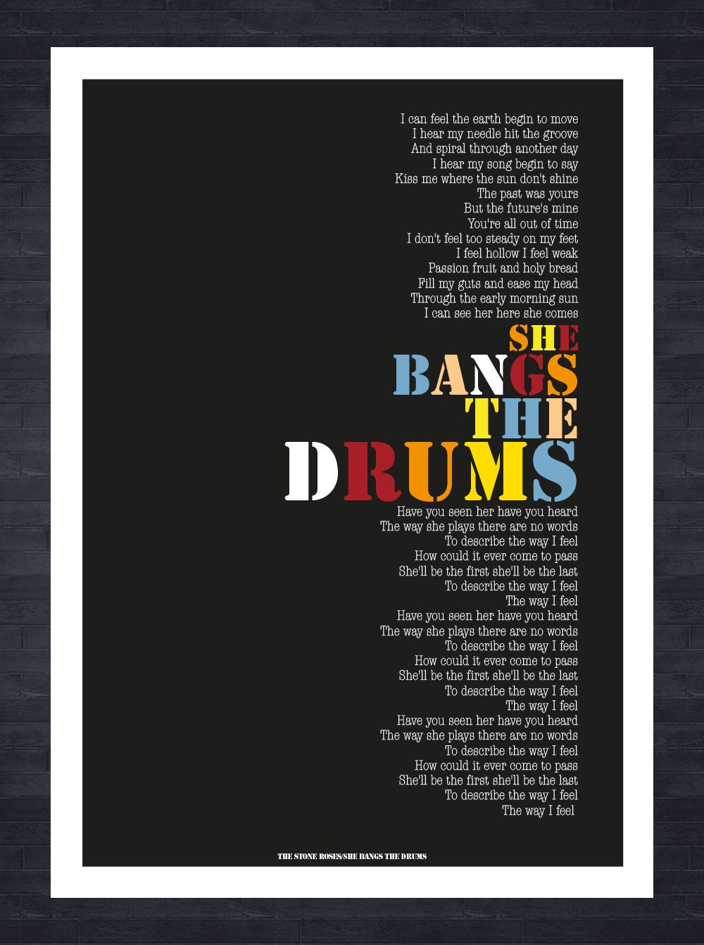 Stone Roses She Bangs the Drums lyrics Poster print Etsy