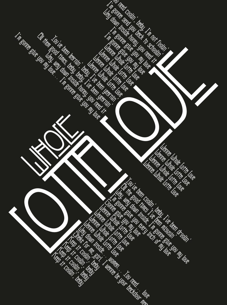 Led Zeppelin Whole Lotta Love Lyrics Poster Print Etsy