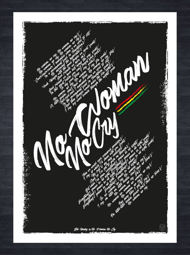 Lyrics To No Woman No Cry Bob Marley BOB MARLEY No Woman No Cry Lyrics print | Etsy