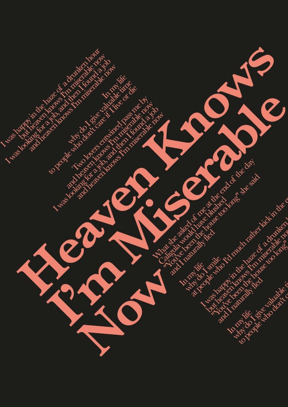 The Smiths Heaven Knows Im Miserable Now Lyrics Poster Print Etsy