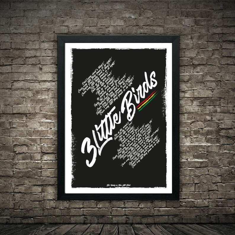 Bob Marley Three Little Birds Lyrics Poster Etsy