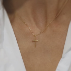 Dainty Cross Necklace: 14K Gold Vermeil, Sterling Silver Faith Jewellery