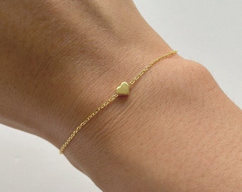 Mini Heart Bracelet, Heart Pendant, Dainty Heart Bracelet, Dainty Jewellery, Gold Bracelet, Anniversary Gift, Gift for her