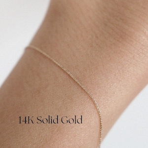 14K Solid Gold Paris Chain Bracelet, Minimalist Dainty Bracelet