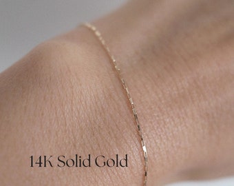 14K Solid Gold Venezia Chain Bracelet: Minimalist Small Link Design